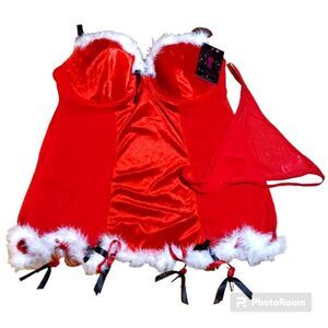 NWT Plus Size Red Velvet  Xmas/Valentine Bow Corset Bustier Sz 5X